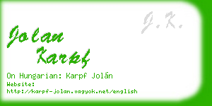 jolan karpf business card